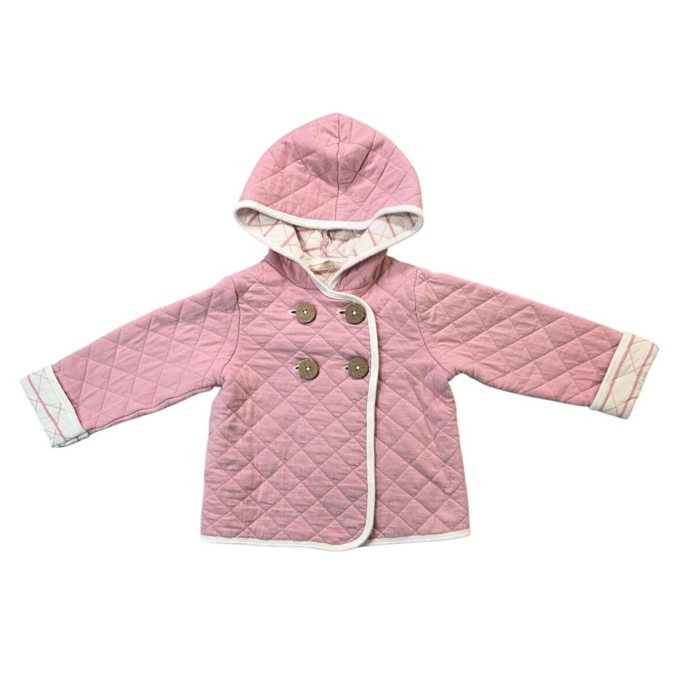Quilted Organic Cotton Hooded Jacket Blush Pink Girls 2T Burts Bees